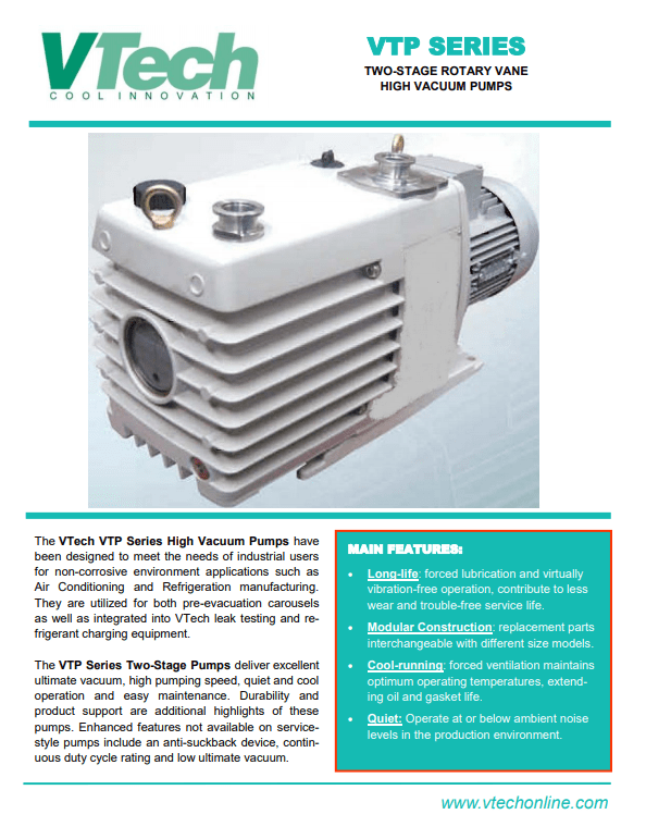 VTP6, Dual Stage Rotary Vane Vacuum Pump