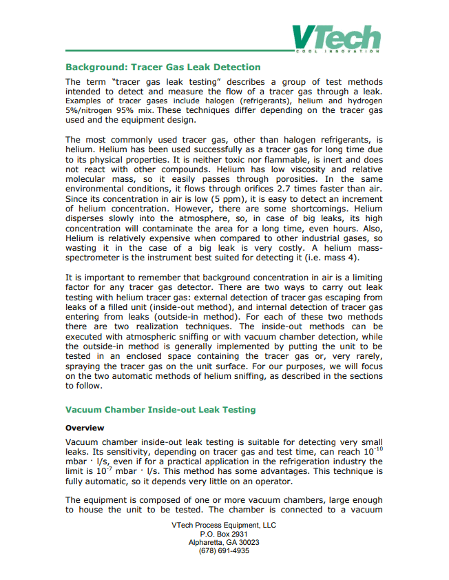 Background Tracer Gas Leak Detection